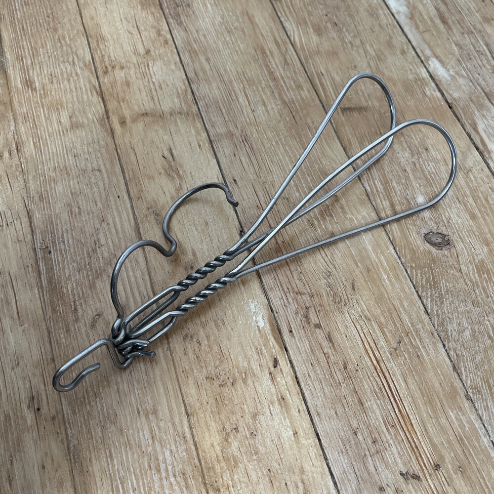 Antique Heavy Metal / Wire Loop Folding Travel 18" Clothes Hanger Primitive VTG
